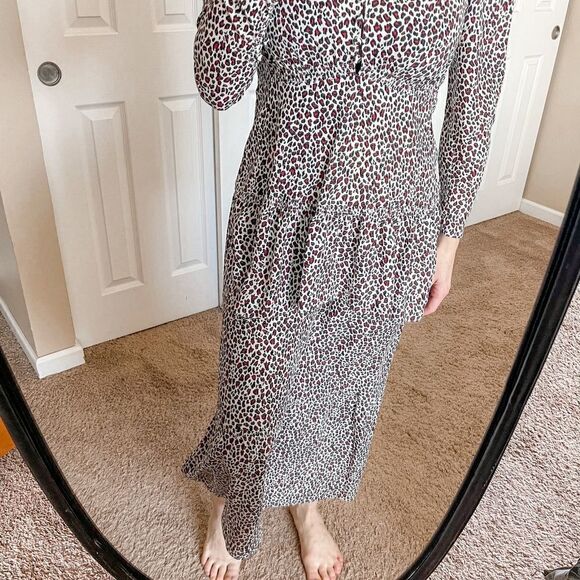 ALC Zandra Leopard Print Silk Midi Dress 6 - Picture 5 of 16